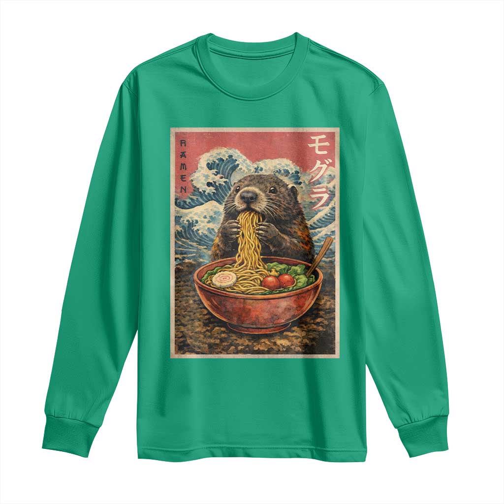Japanese Groundhog Ramen Noodles Long Sleeve Shirt Funny Kawaii Anime - Wonder Print Shop