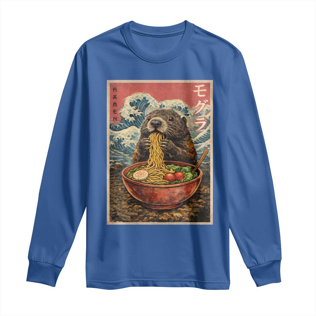 Japanese Groundhog Ramen Noodles Long Sleeve Shirt Funny Kawaii Anime - Wonder Print Shop