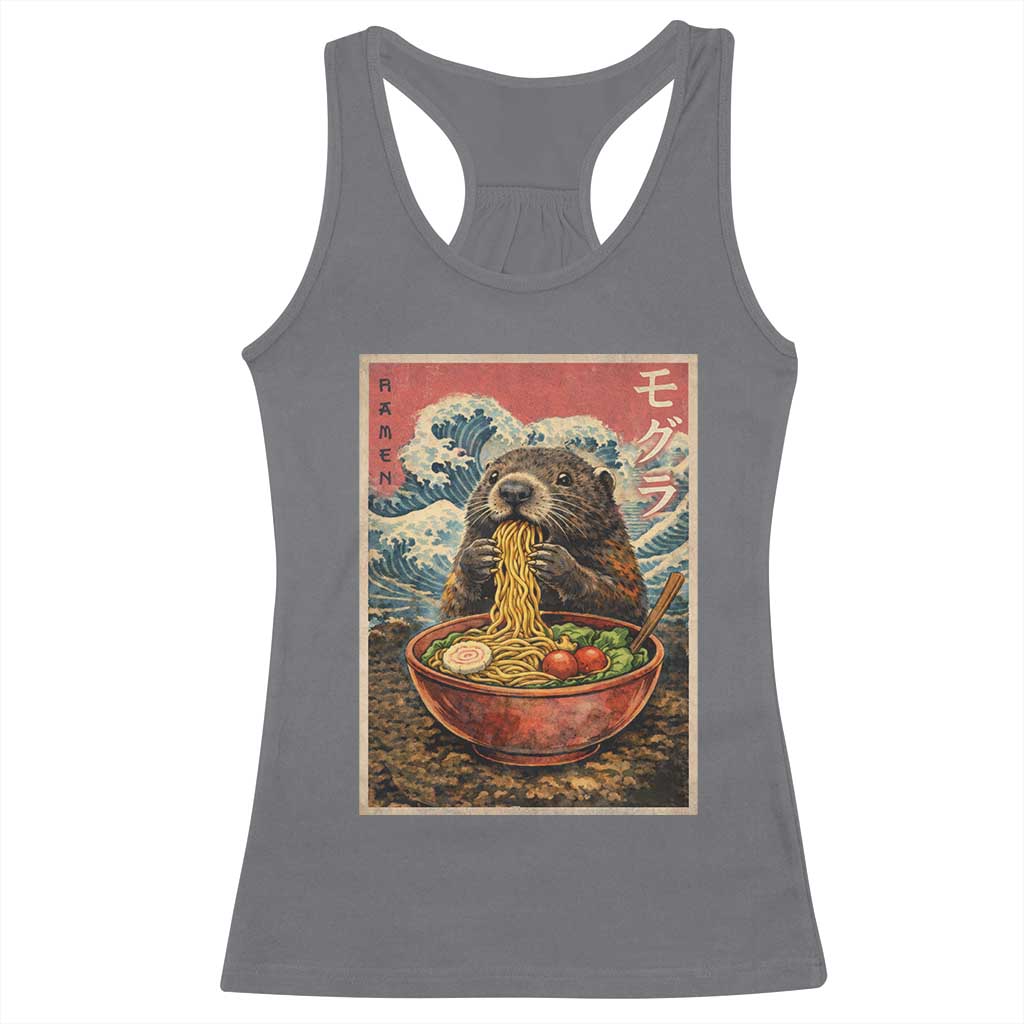 Japanese Groundhog Ramen Noodles Racerback Tank Top Funny Kawaii Anime - Wonder Print Shop