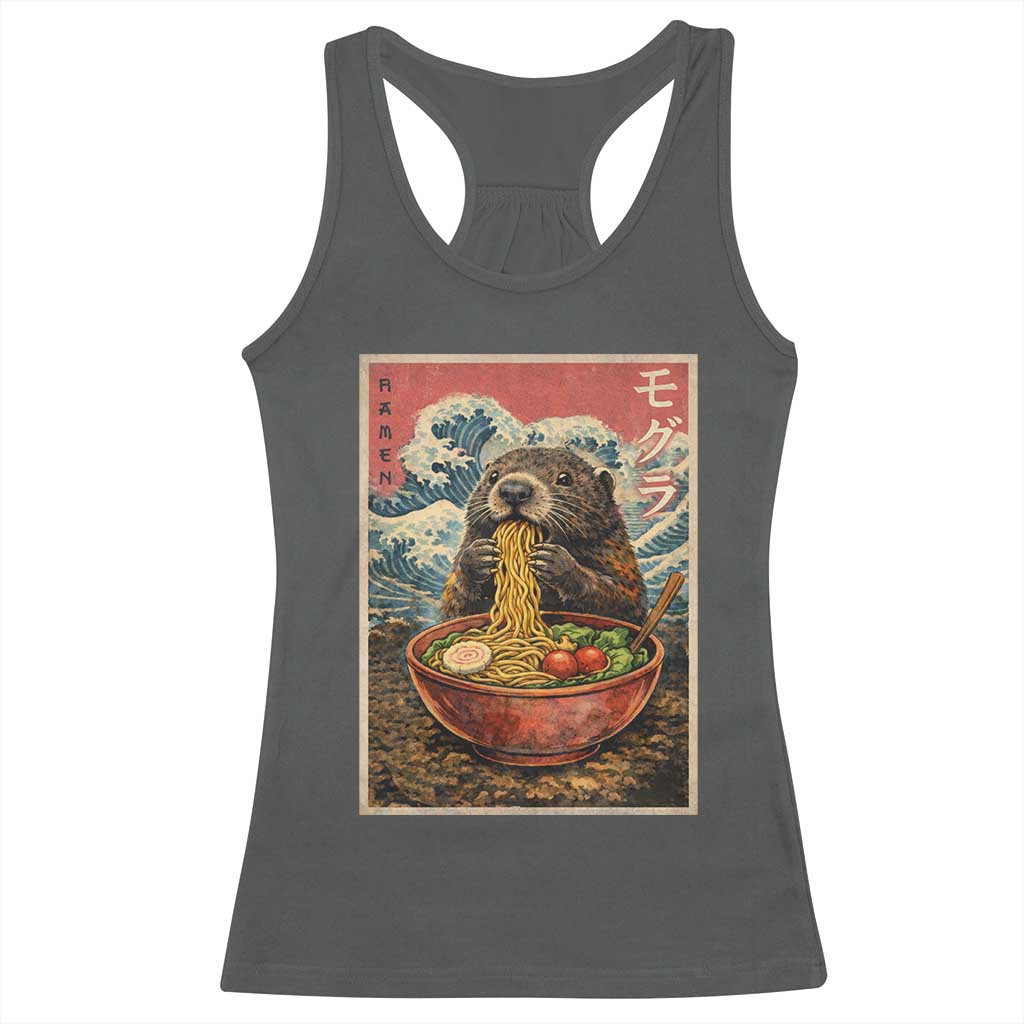 Japanese Groundhog Ramen Noodles Racerback Tank Top Funny Kawaii Anime - Wonder Print Shop