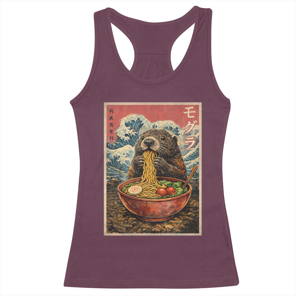 Japanese Groundhog Ramen Noodles Racerback Tank Top Funny Kawaii Anime - Wonder Print Shop