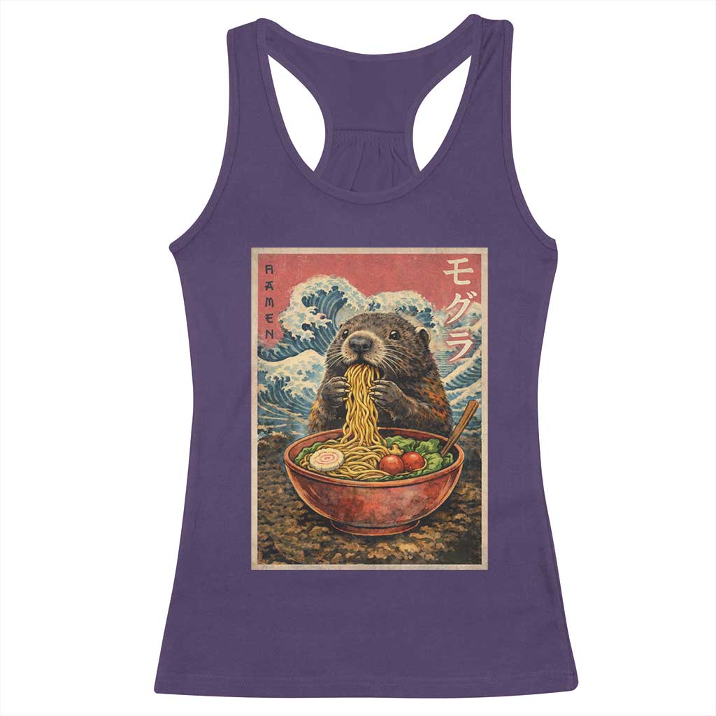Japanese Groundhog Ramen Noodles Racerback Tank Top Funny Kawaii Anime - Wonder Print Shop