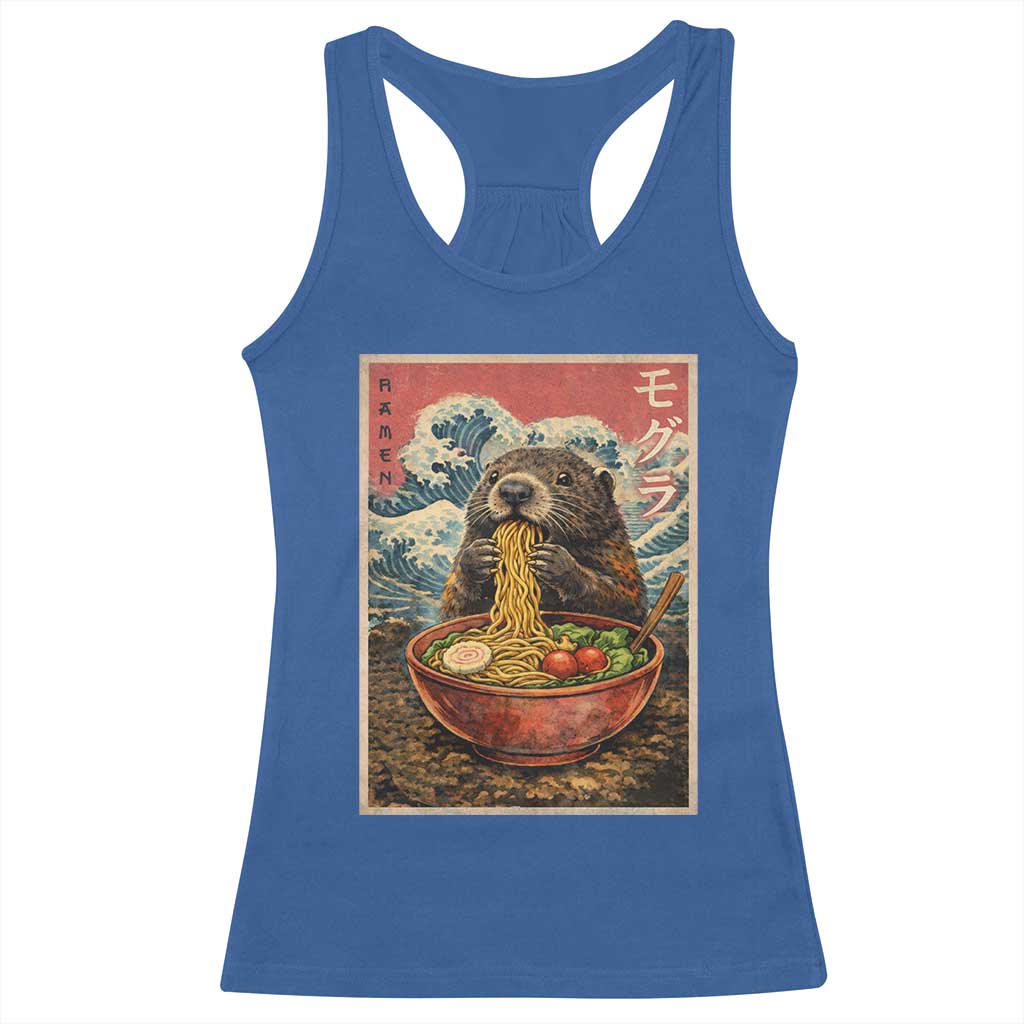 Japanese Groundhog Ramen Noodles Racerback Tank Top Funny Kawaii Anime - Wonder Print Shop