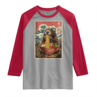 Japanese Groundhog Ramen Noodles Raglan Shirt Funny Kawaii Anime - Wonder Print Shop