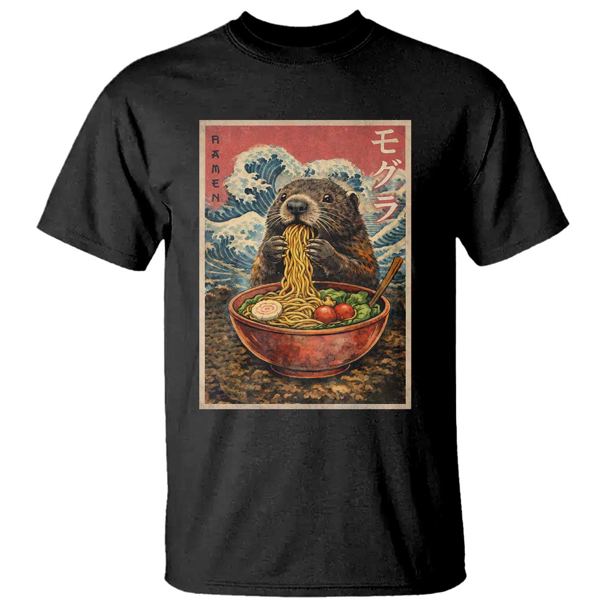 Japanese Groundhog Ramen Noodles T Shirt Funny Kawaii Anime - Wonder Print Shop