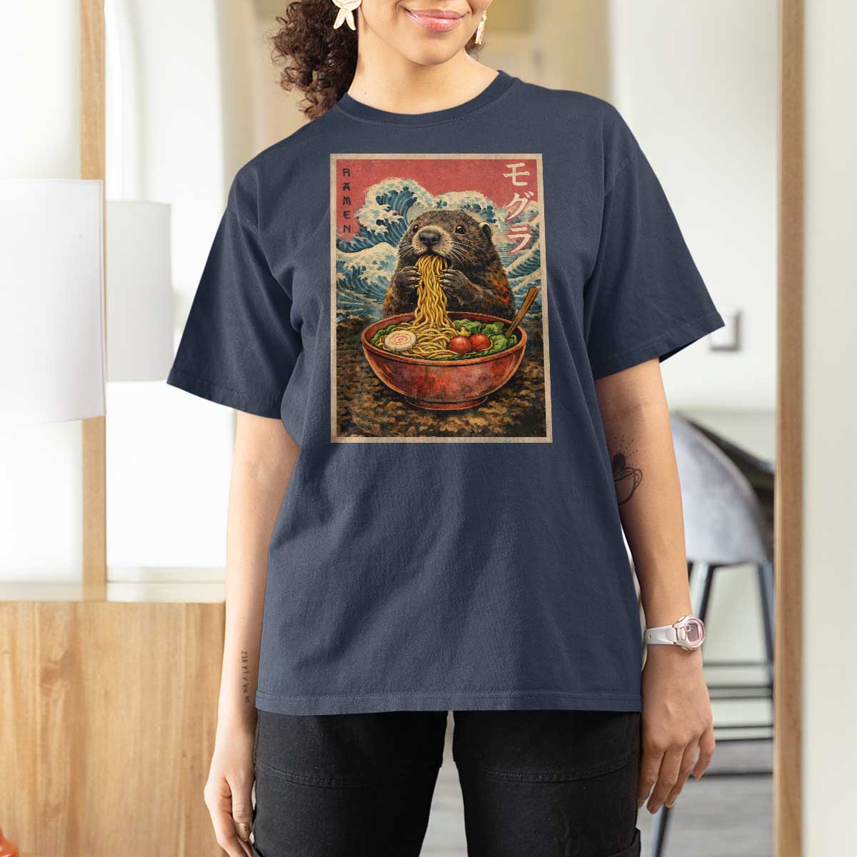 Japanese Groundhog Ramen Noodles T Shirt For Women Funny Kawaii Anime - Wonder Print Shop