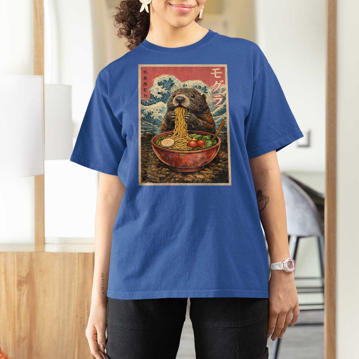 Japanese Groundhog Ramen Noodles T Shirt For Women Funny Kawaii Anime - Wonder Print Shop