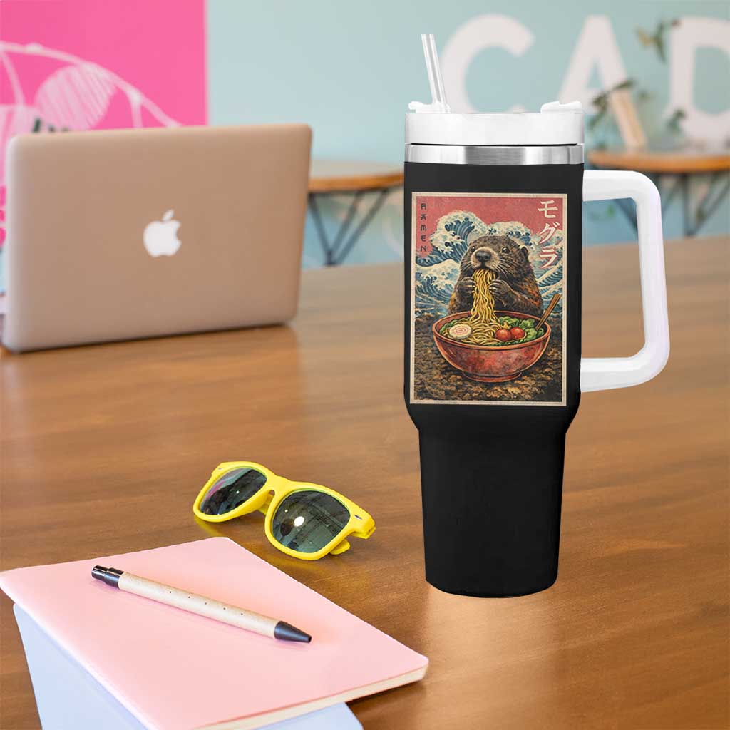Japanese Groundhog Ramen Noodles Tumbler With Handle Funny Kawaii Anime - Wonder Print Shop