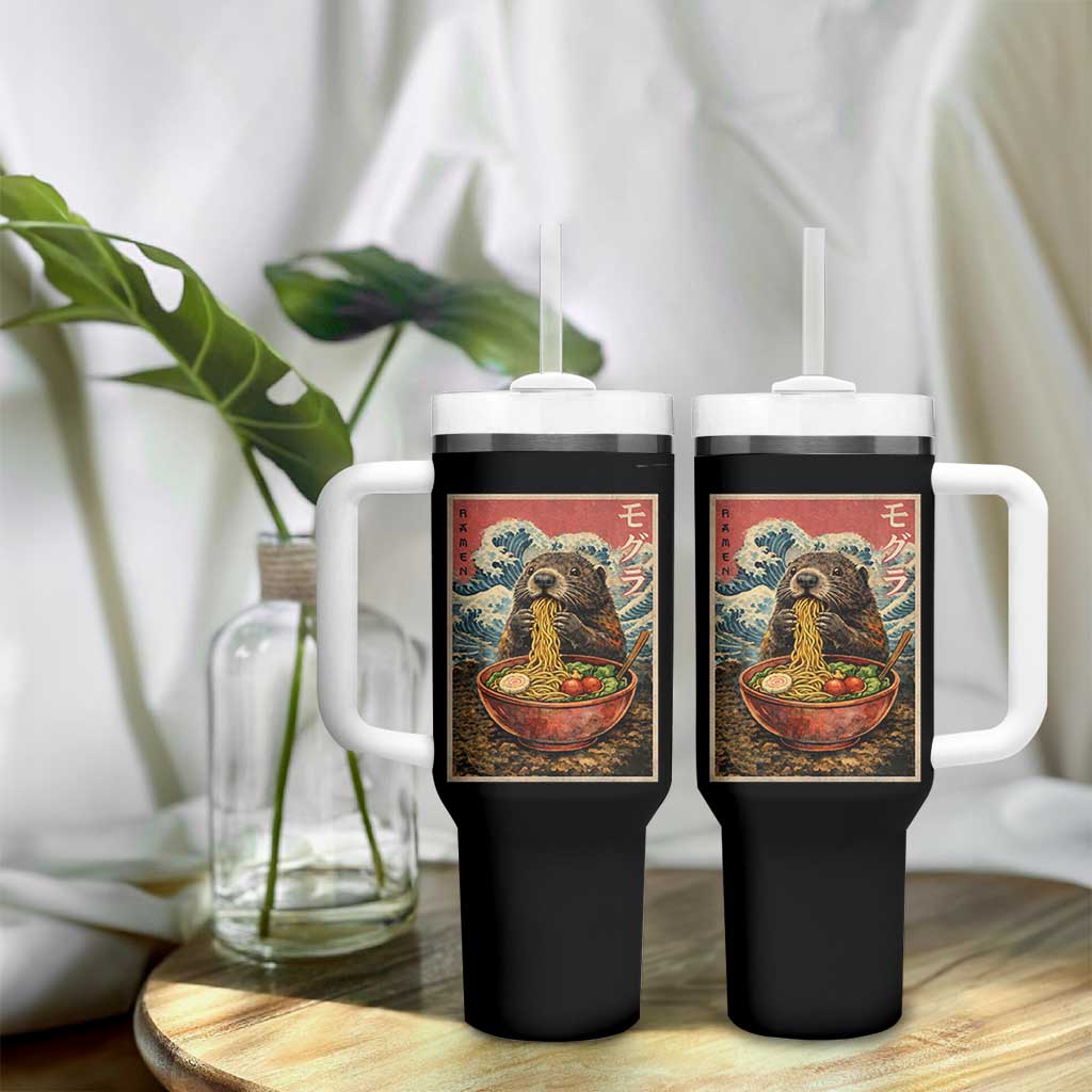 Japanese Groundhog Ramen Noodles Tumbler With Handle Funny Kawaii Anime - Wonder Print Shop