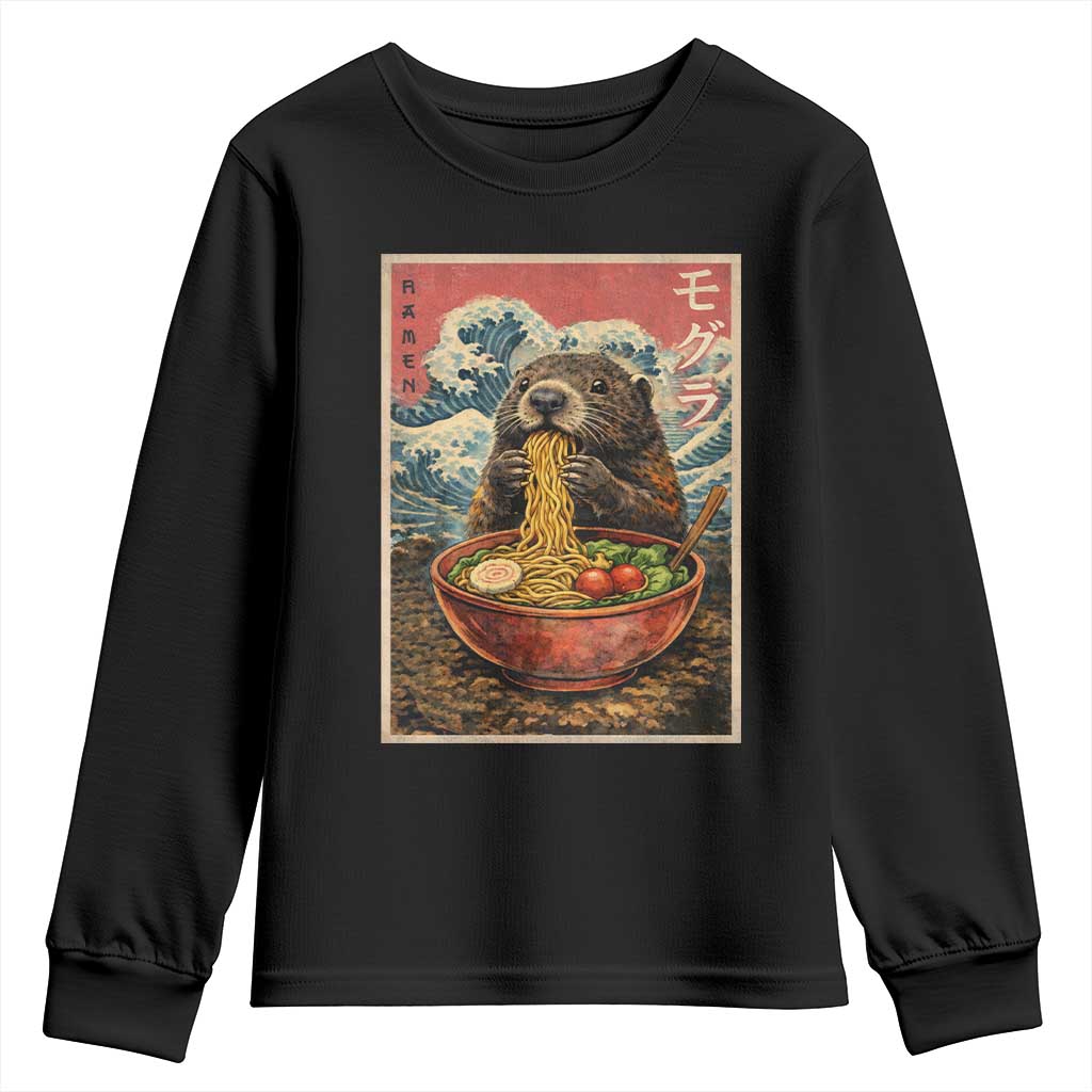 Japanese Groundhog Ramen Noodles Youth Sweatshirt Funny Kawaii Anime - Wonder Print Shop