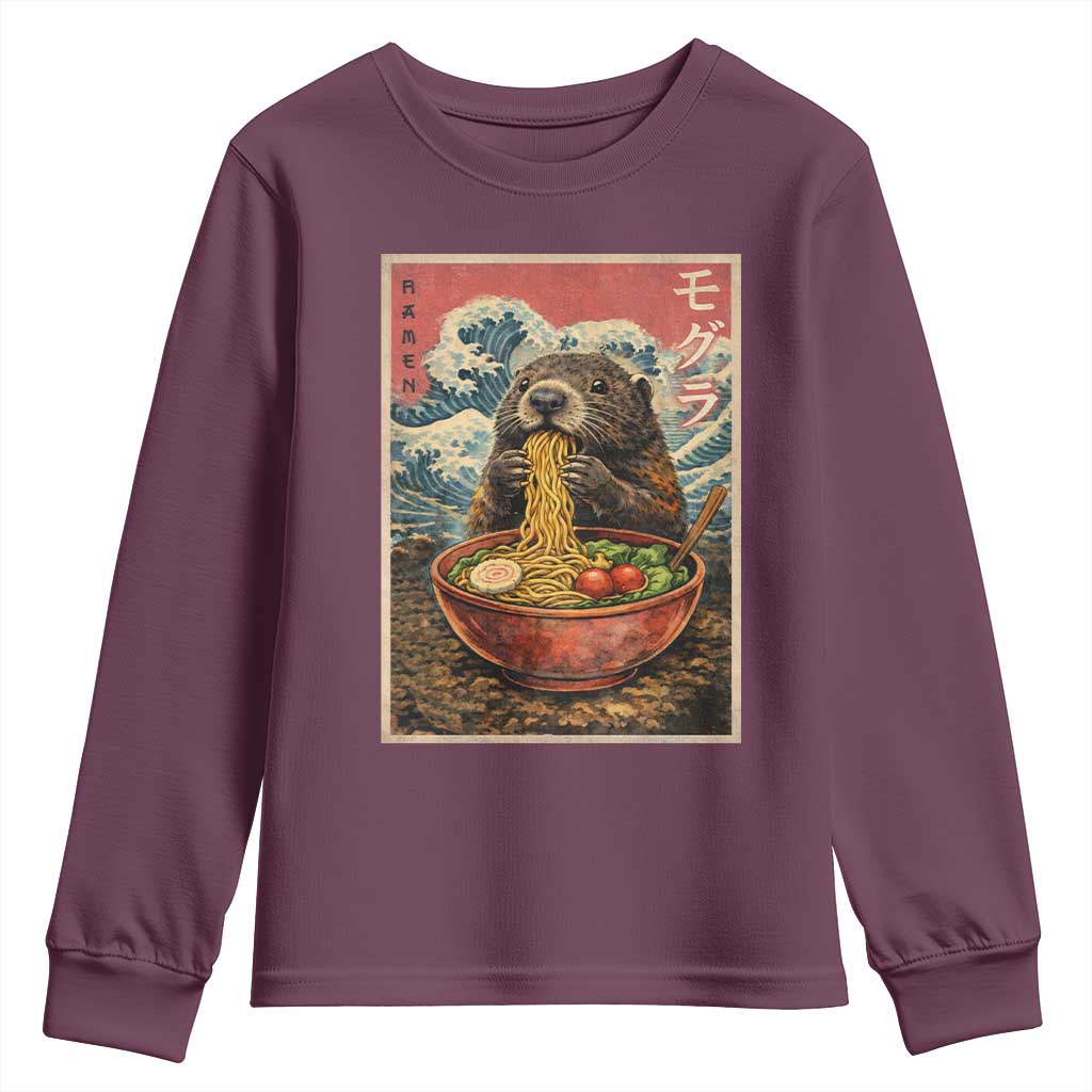 Japanese Groundhog Ramen Noodles Youth Sweatshirt Funny Kawaii Anime - Wonder Print Shop