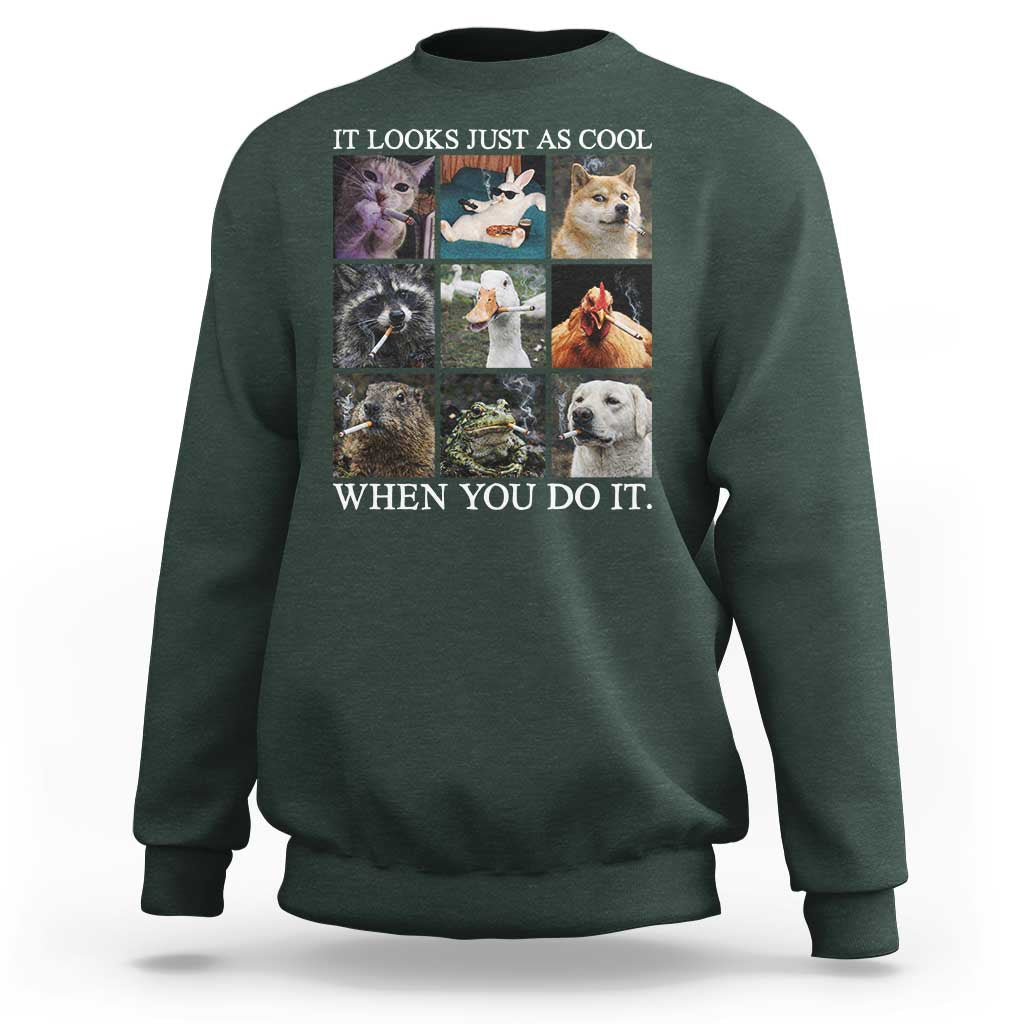 Animals Smoking Cigarettes Meme Sweatshirt It Looks Just as Cool When You Do It - Wonder Print Shop