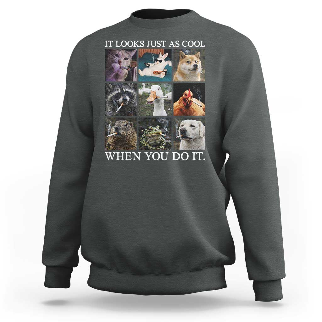 Animals Smoking Cigarettes Meme Sweatshirt It Looks Just as Cool When You Do It - Wonder Print Shop