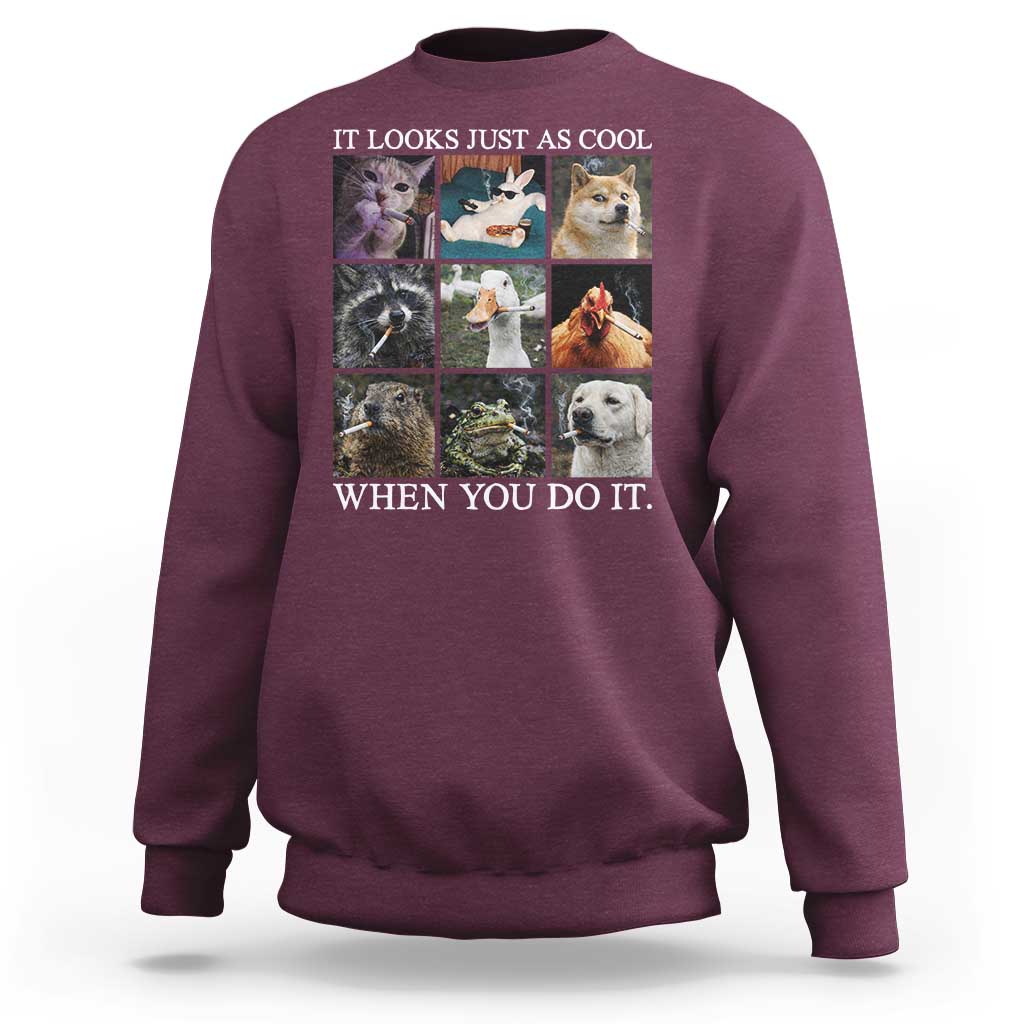 Animals Smoking Cigarettes Meme Sweatshirt It Looks Just as Cool When You Do It - Wonder Print Shop