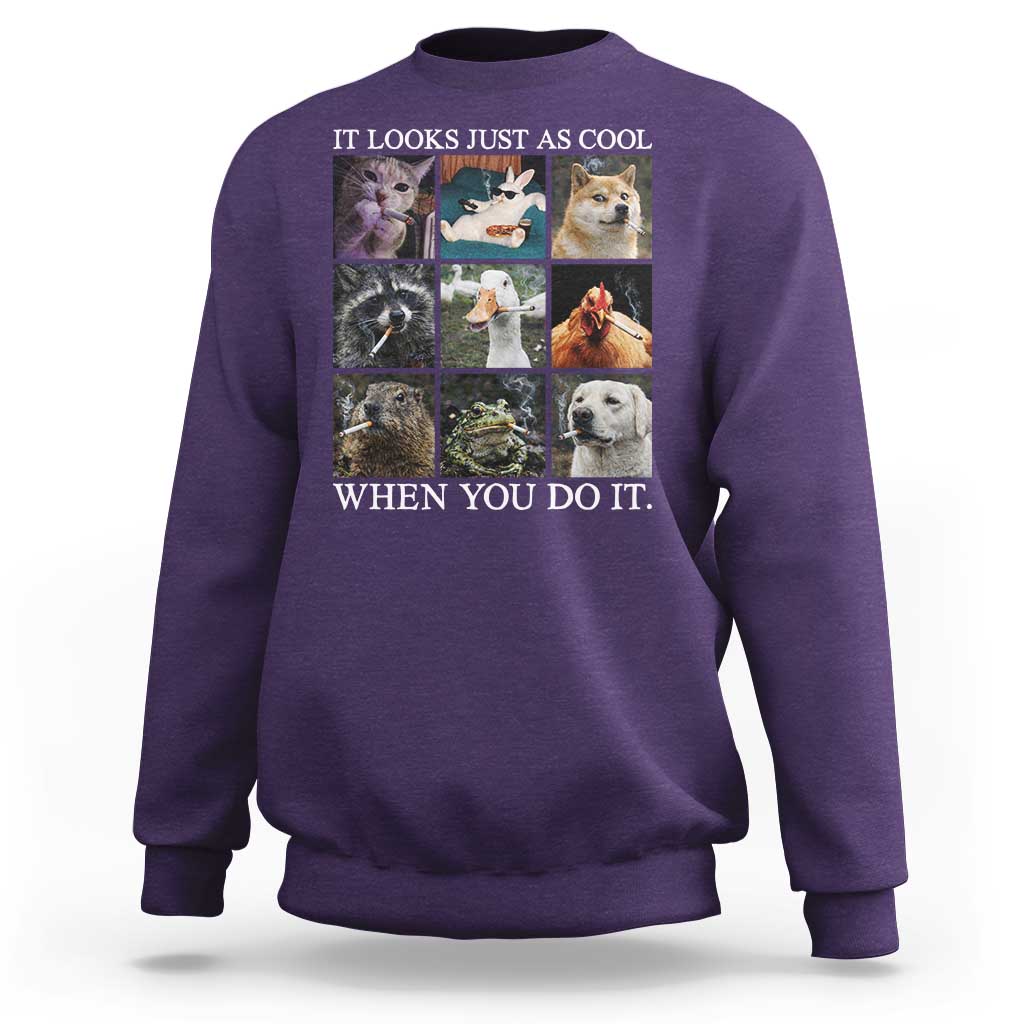 Animals Smoking Cigarettes Meme Sweatshirt It Looks Just as Cool When You Do It - Wonder Print Shop