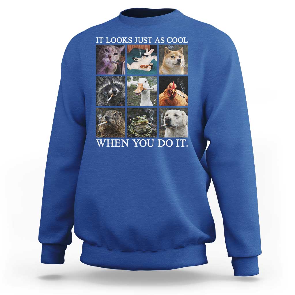 Animals Smoking Cigarettes Meme Sweatshirt It Looks Just as Cool When You Do It - Wonder Print Shop