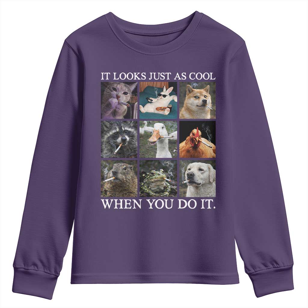 Animals Smoking Cigarettes Meme Youth Sweatshirt It Looks Just as Cool When You Do It - Wonder Print Shop