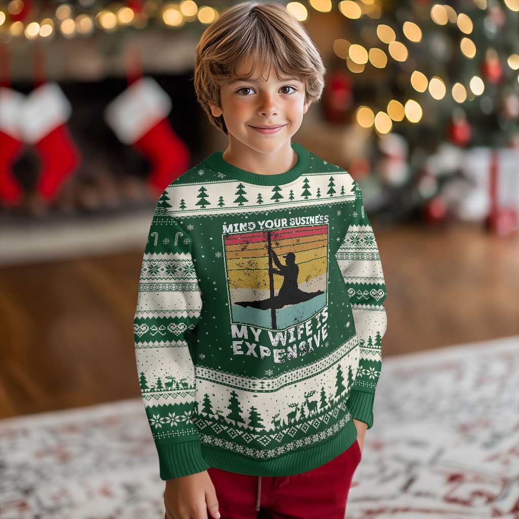Sarcastic Husband Ugly Christmas Sweater Retro Mind Your Business My Wife Is Expensive - Wonder Print Shop
