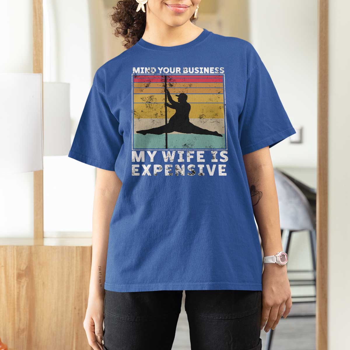 Sarcastic Husband T Shirt For Women Retro Mind Your Business My Wife Is Expensive - Wonder Print Shop