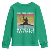 Sarcastic Husband Youth Sweatshirt Retro Mind Your Business My Wife Is Expensive - Wonder Print Shop