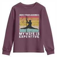 Sarcastic Husband Youth Sweatshirt Retro Mind Your Business My Wife Is Expensive - Wonder Print Shop