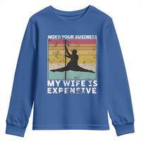 Sarcastic Husband Youth Sweatshirt Retro Mind Your Business My Wife Is Expensive - Wonder Print Shop