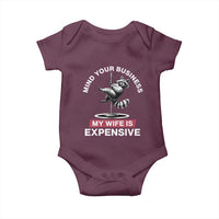 Sarcastic Husband Baby Onesie Mind Your Business My Wife Is Expensive Raccoon - Wonder Print Shop
