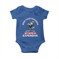 Sarcastic Husband Baby Onesie Mind Your Business My Wife Is Expensive Raccoon - Wonder Print Shop