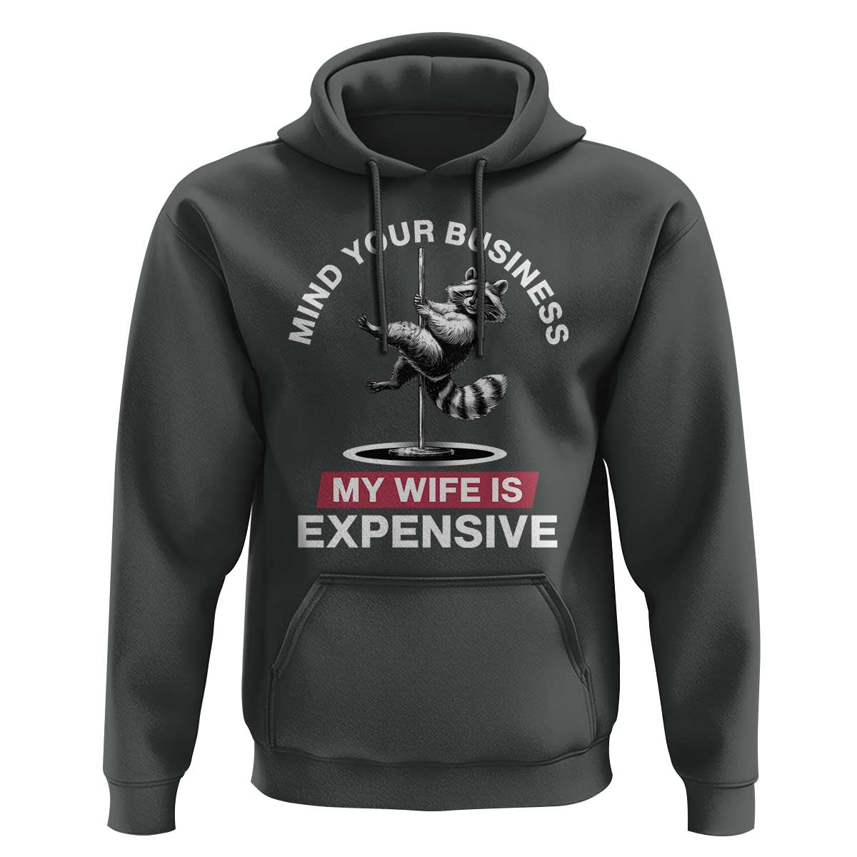 Sarcastic Husband Hoodie Mind Your Business My Wife Is Expensive Raccoon - Wonder Print Shop