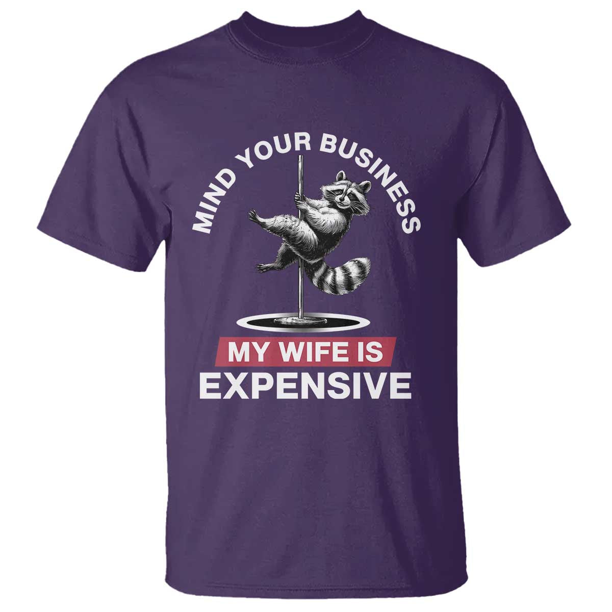 Sarcastic Husband T Shirt Mind Your Business My Wife Is Expensive Raccoon - Wonder Print Shop