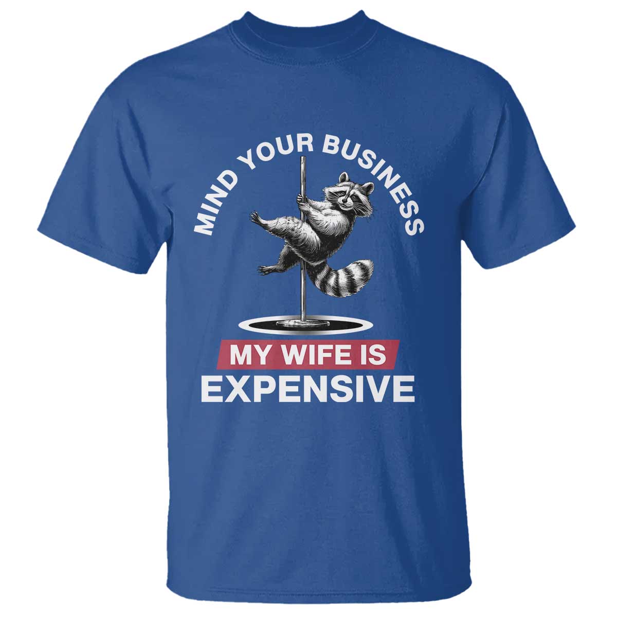Sarcastic Husband T Shirt Mind Your Business My Wife Is Expensive Raccoon - Wonder Print Shop