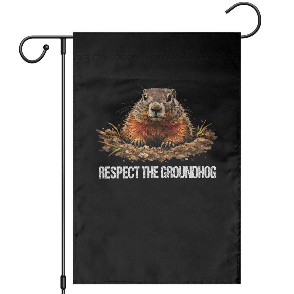 Respect The Groundhog Garden Flag Funny Woodchuck - Wonder Print Shop