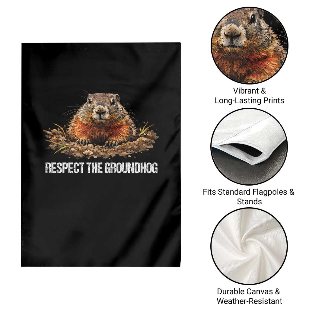 Respect The Groundhog Garden Flag Funny Woodchuck - Wonder Print Shop