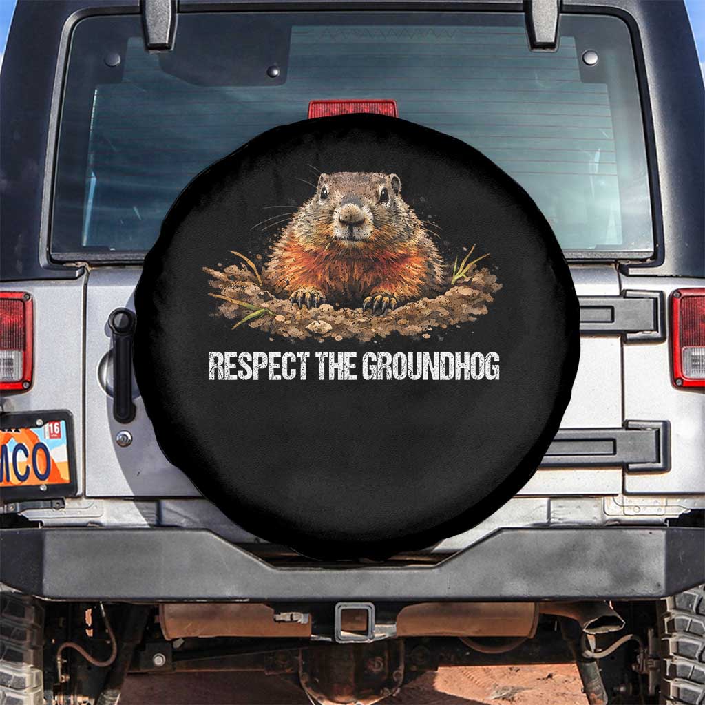 Respect The Groundhog Spare Tire Cover Funny Woodchuck - Wonder Print Shop