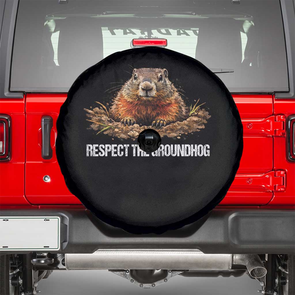 Respect The Groundhog Spare Tire Cover Funny Woodchuck - Wonder Print Shop