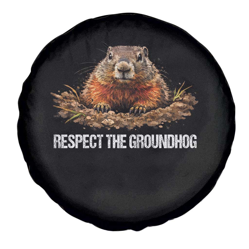 Respect The Groundhog Spare Tire Cover Funny Woodchuck - Wonder Print Shop