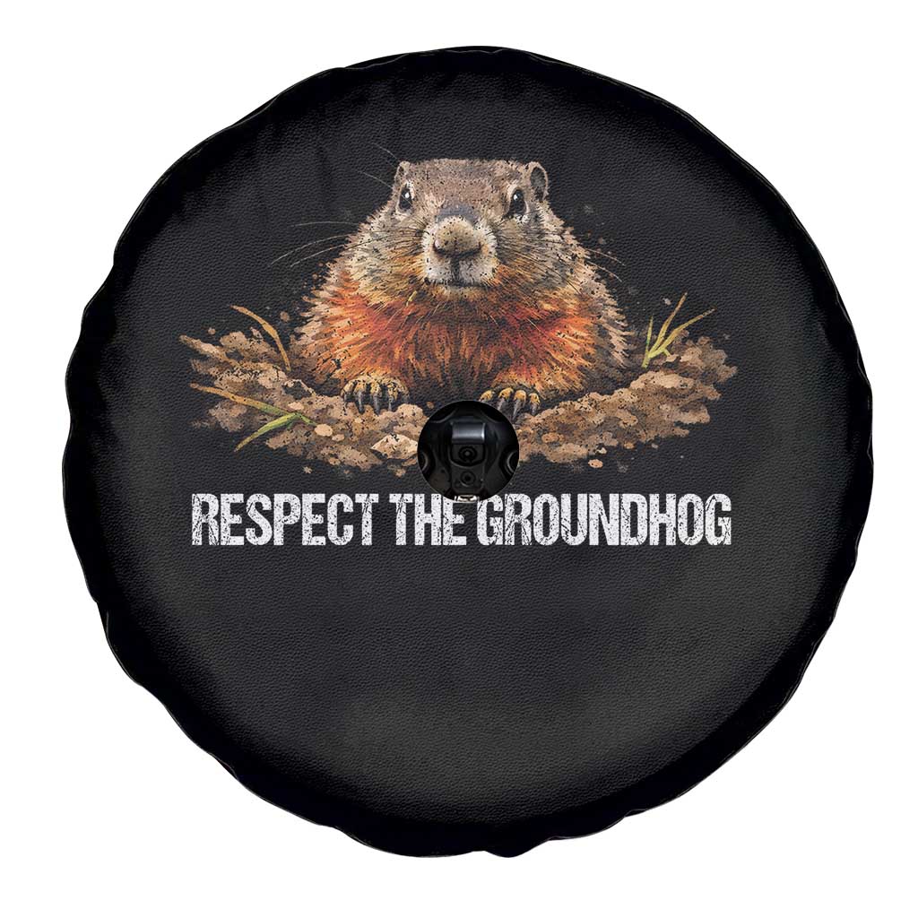 Respect The Groundhog Spare Tire Cover Funny Woodchuck - Wonder Print Shop