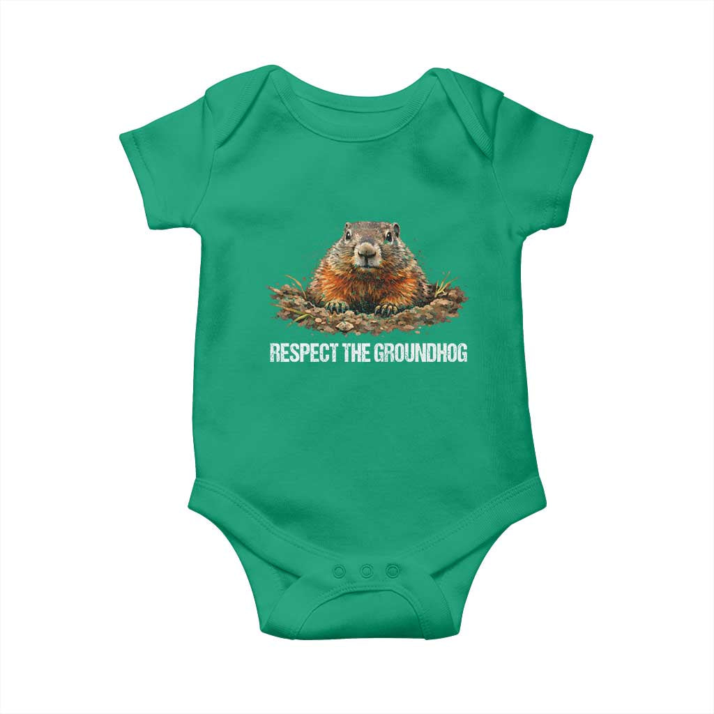 Respect The Groundhog Baby Onesie Funny Woodchuck - Wonder Print Shop