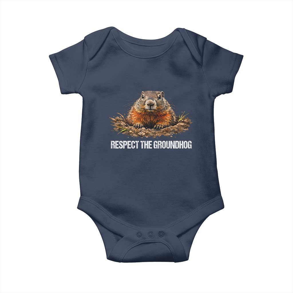 Respect The Groundhog Baby Onesie Funny Woodchuck - Wonder Print Shop