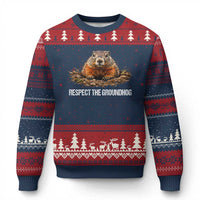 Respect The Groundhog Ugly Christmas Sweater Funny Woodchuck - Wonder Print Shop