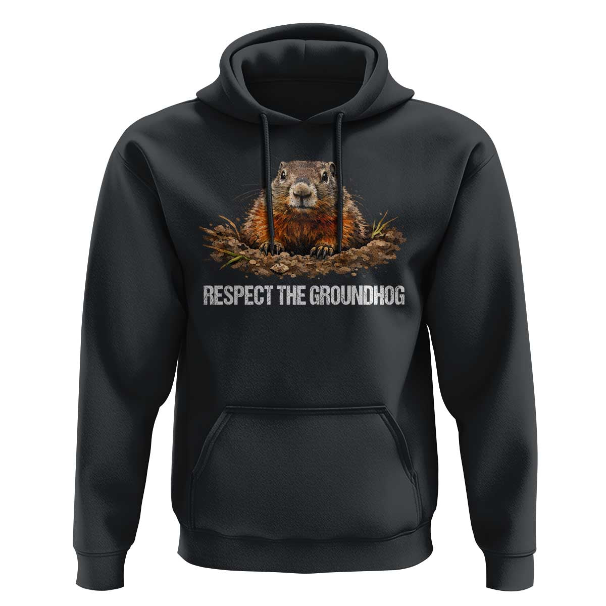 Respect The Groundhog Hoodie Funny Woodchuck - Wonder Print Shop