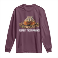 Respect The Groundhog Long Sleeve Shirt Funny Woodchuck - Wonder Print Shop