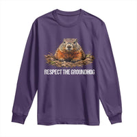 Respect The Groundhog Long Sleeve Shirt Funny Woodchuck - Wonder Print Shop