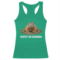 Respect The Groundhog Racerback Tank Top Funny Woodchuck - Wonder Print Shop