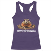 Respect The Groundhog Racerback Tank Top Funny Woodchuck - Wonder Print Shop