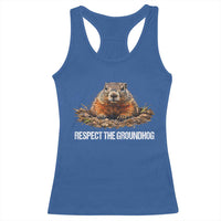 Respect The Groundhog Racerback Tank Top Funny Woodchuck - Wonder Print Shop