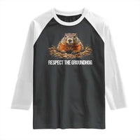 Respect The Groundhog Raglan Shirt Funny Woodchuck - Wonder Print Shop