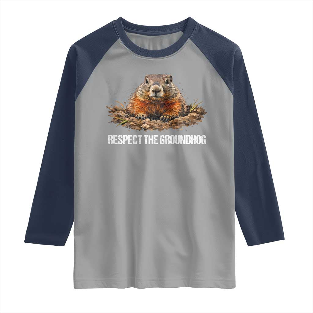 Respect The Groundhog Raglan Shirt Funny Woodchuck - Wonder Print Shop