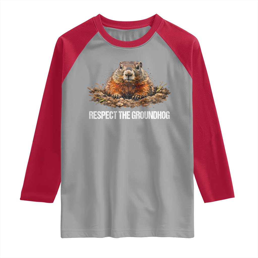 Respect The Groundhog Raglan Shirt Funny Woodchuck - Wonder Print Shop