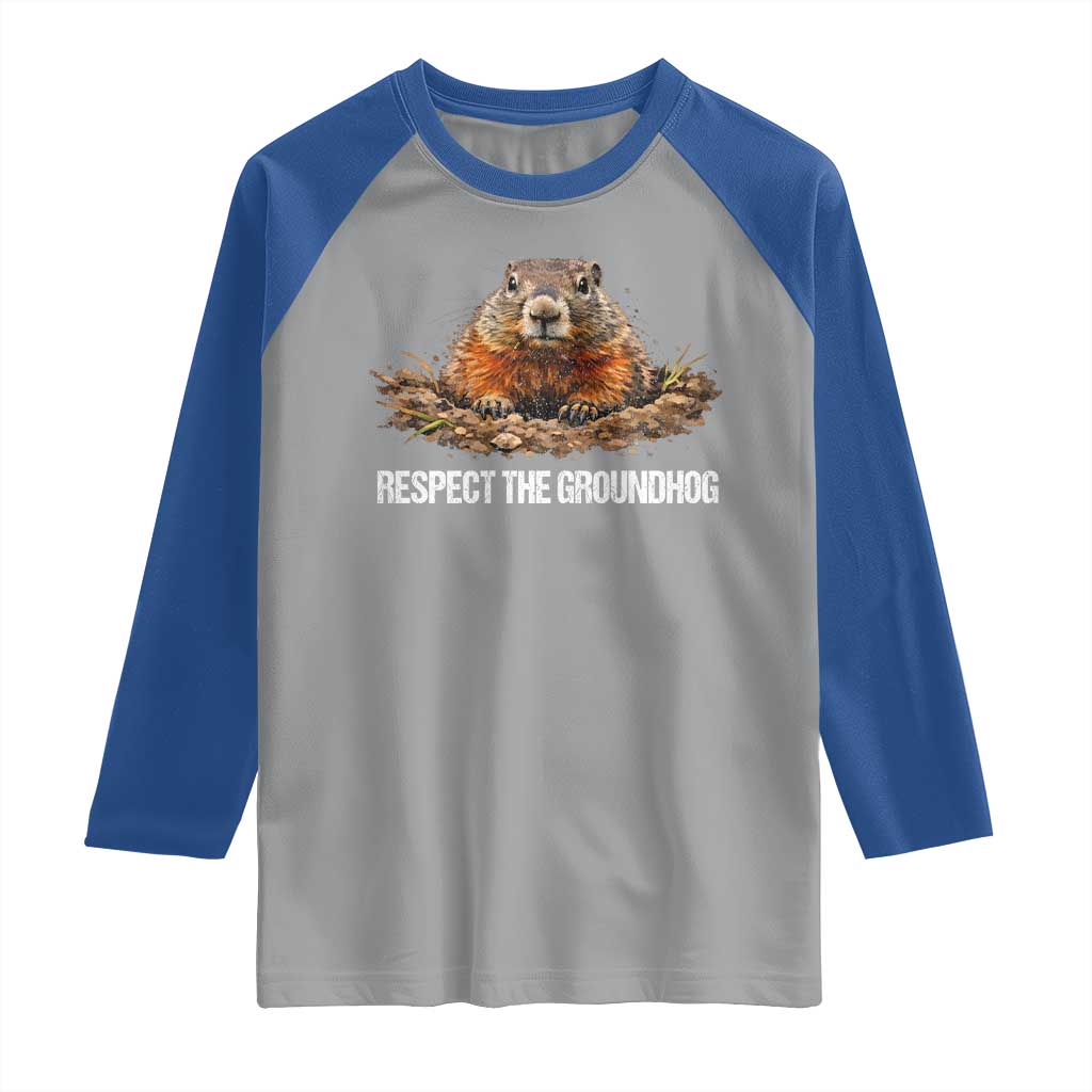 Respect The Groundhog Raglan Shirt Funny Woodchuck - Wonder Print Shop